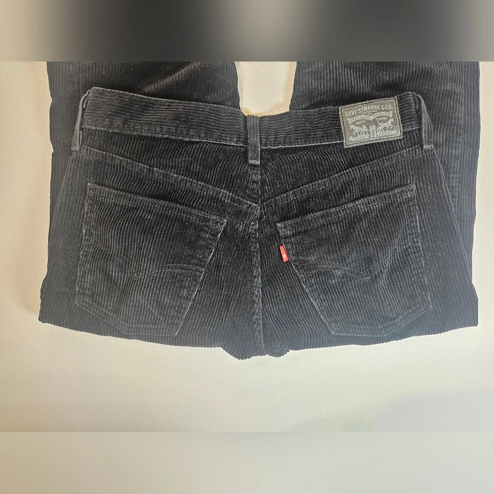 Levis Mens Jeans 28x38 Black Corduroy‎ Straight Leg Mid Rise Retro Goth Inspired